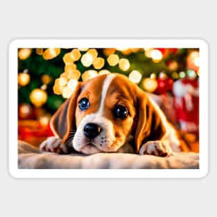 Cute Beagle Dog Puppy Christmas Magnet